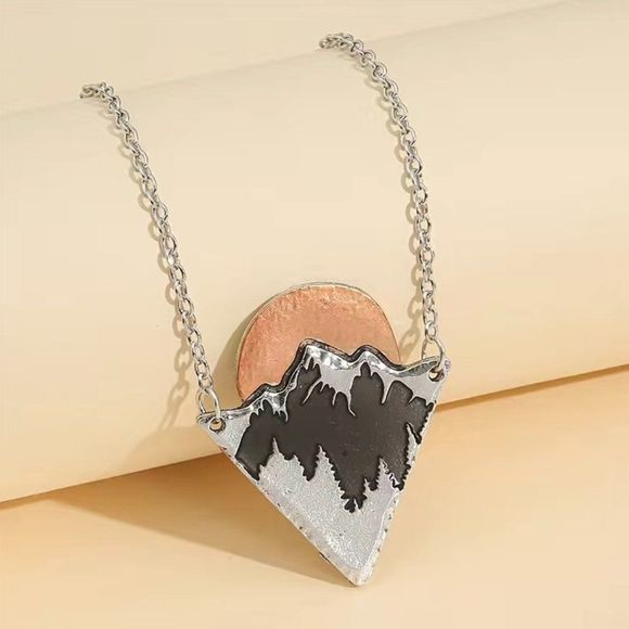 Pendant Necklace with Mountains and Setting Sun #645 - Picture 3 of 8